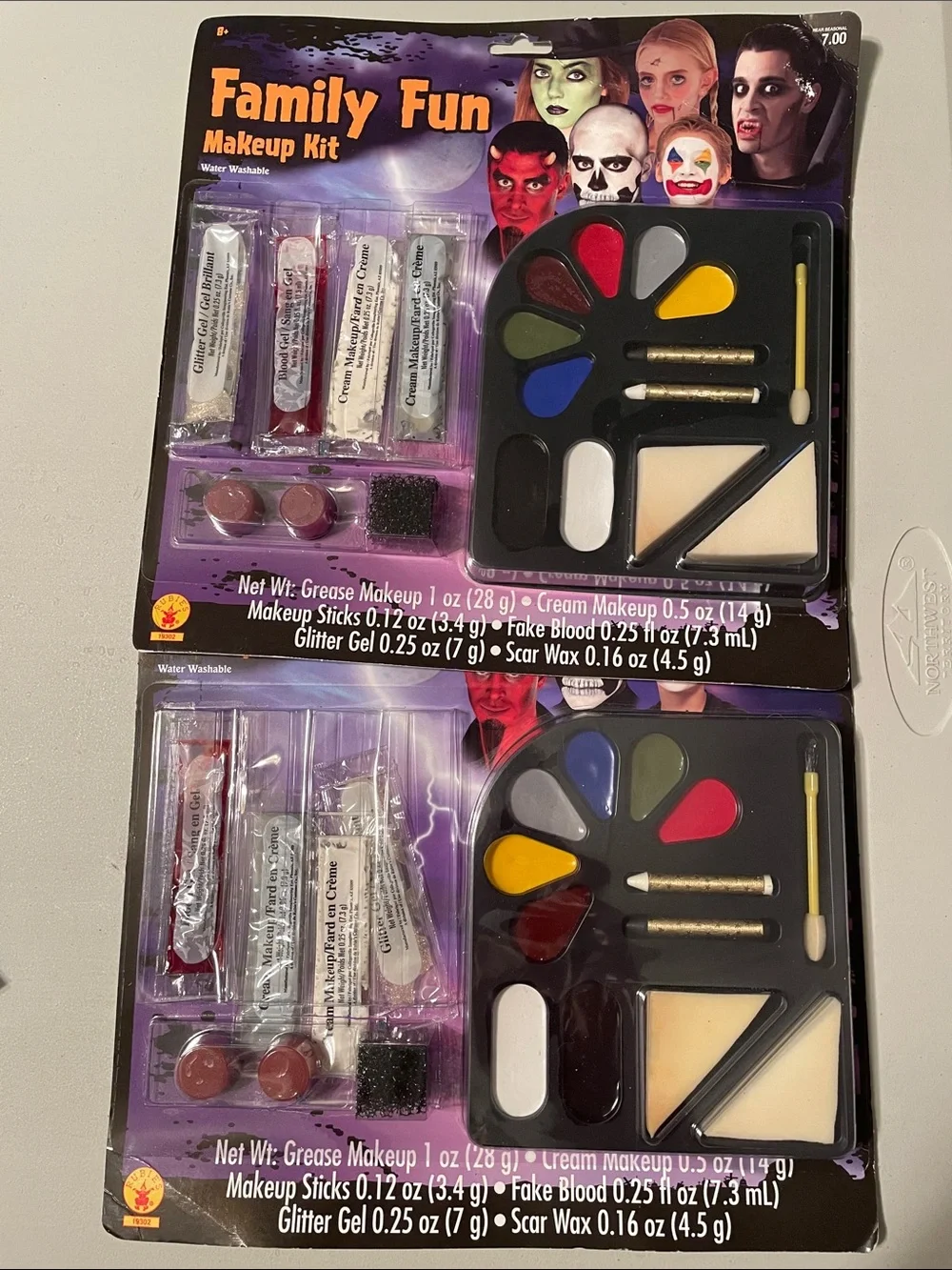 Halloween Makeup Kit - Black, Red, White, Yellow, Blue Bundle x2